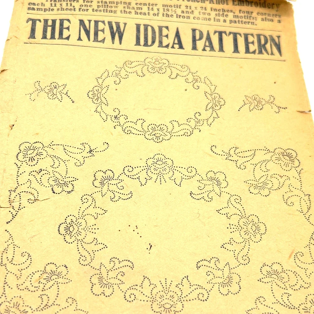 New Idea Antique 1920's Pattern #430 French Knot Embroidery Bedspread Design HTF